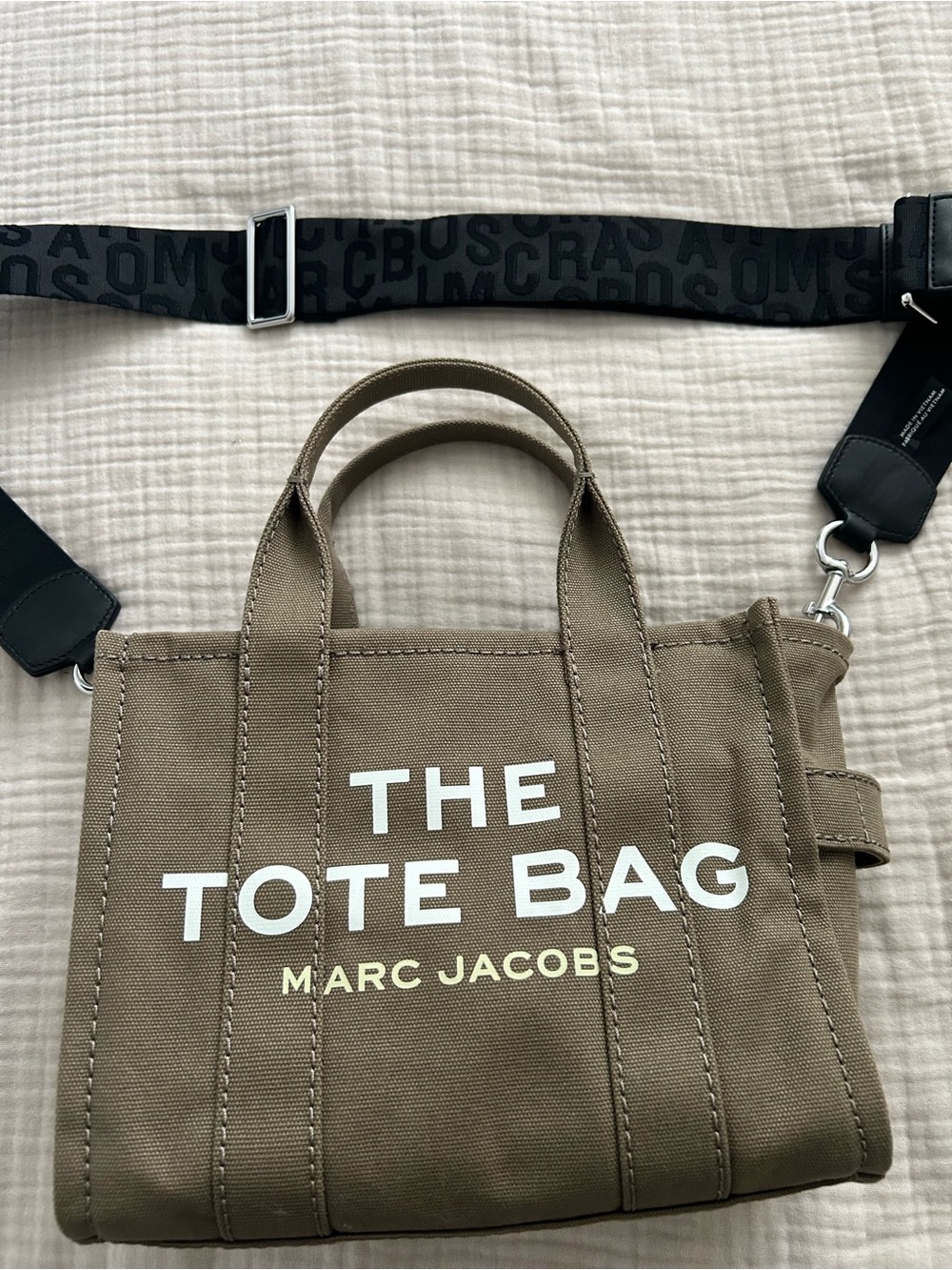 Marc Jacobs Olive Canvas The Tote Bag with Logo